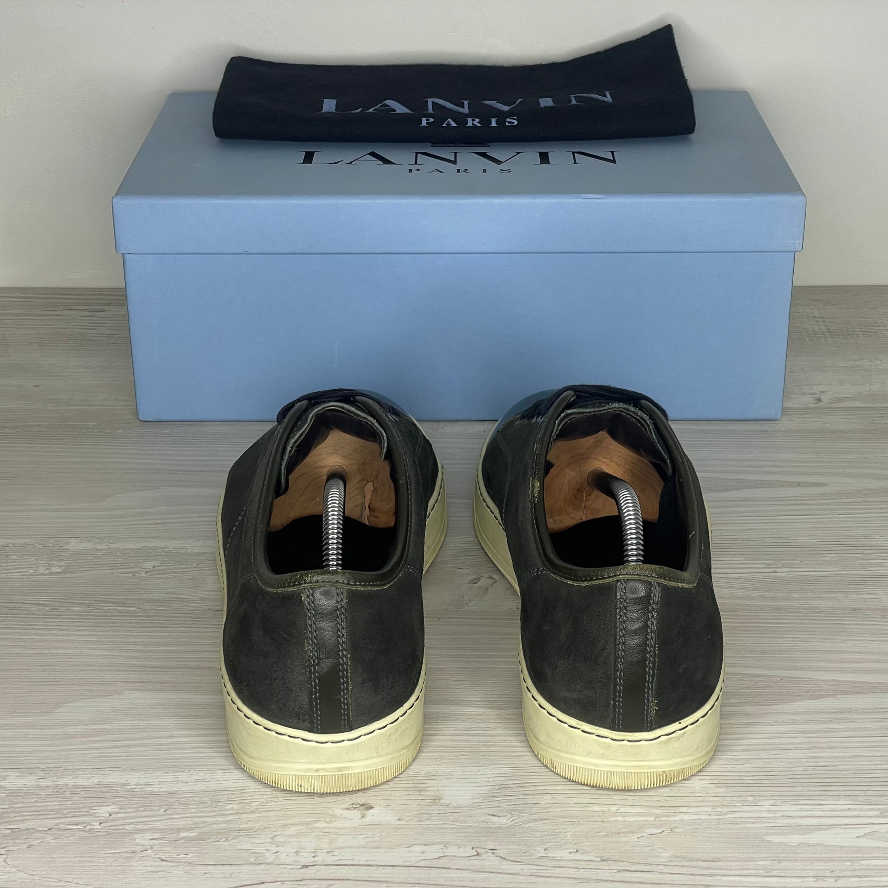 Lanvin Sneakers, Herre 'Mørkegrøn' Ruskind Lak Toe (44) 🌲