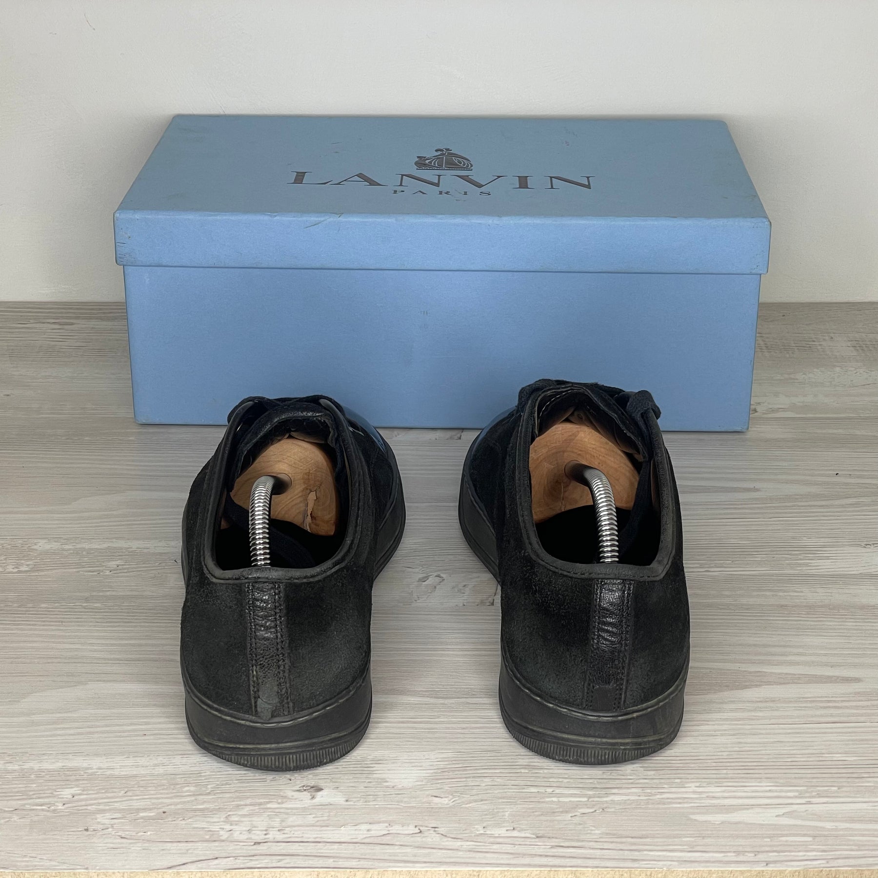 Lanvin Sneakers, 'Sort Ruskind' All Black Lak Toe (43)