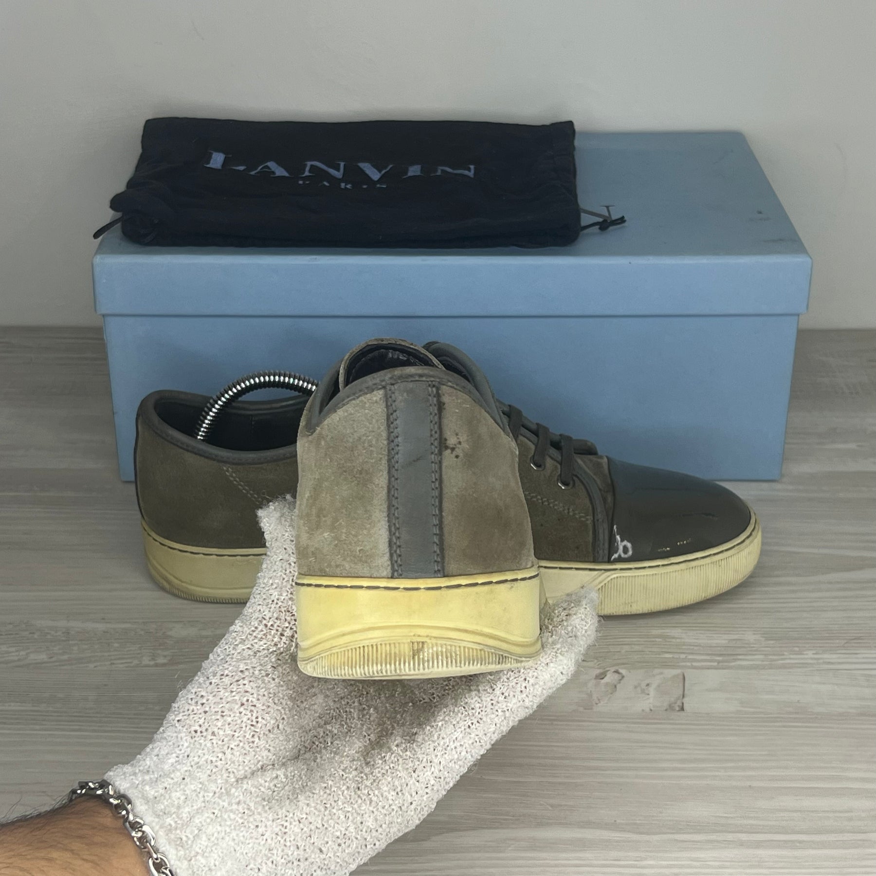Lanvin Sneakers, Herre ‘Grey Suede' Lak Toe (43) 🐘