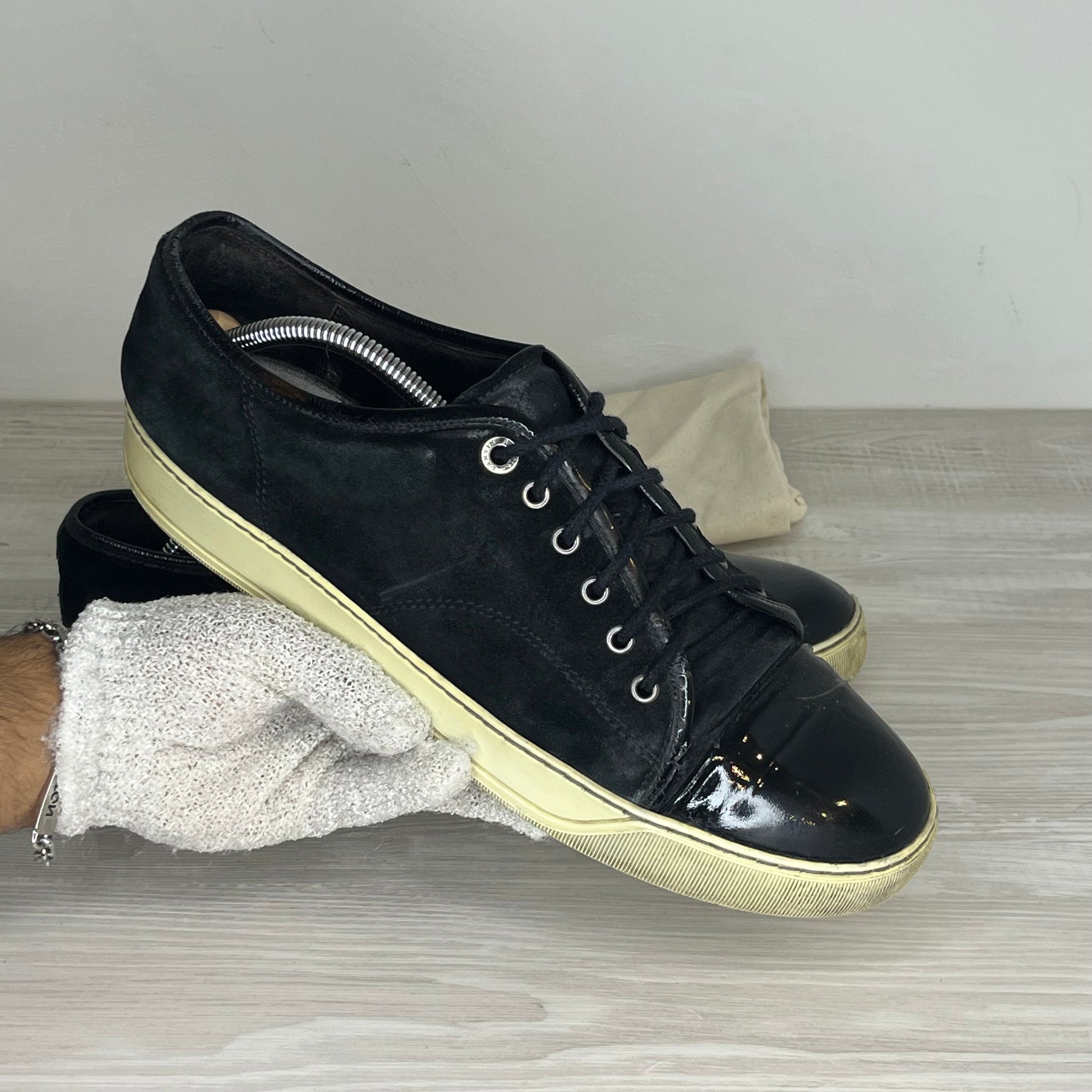 Lanvin Sneakers, Herre 'Navy Suede' Lak Toe (43) 😦