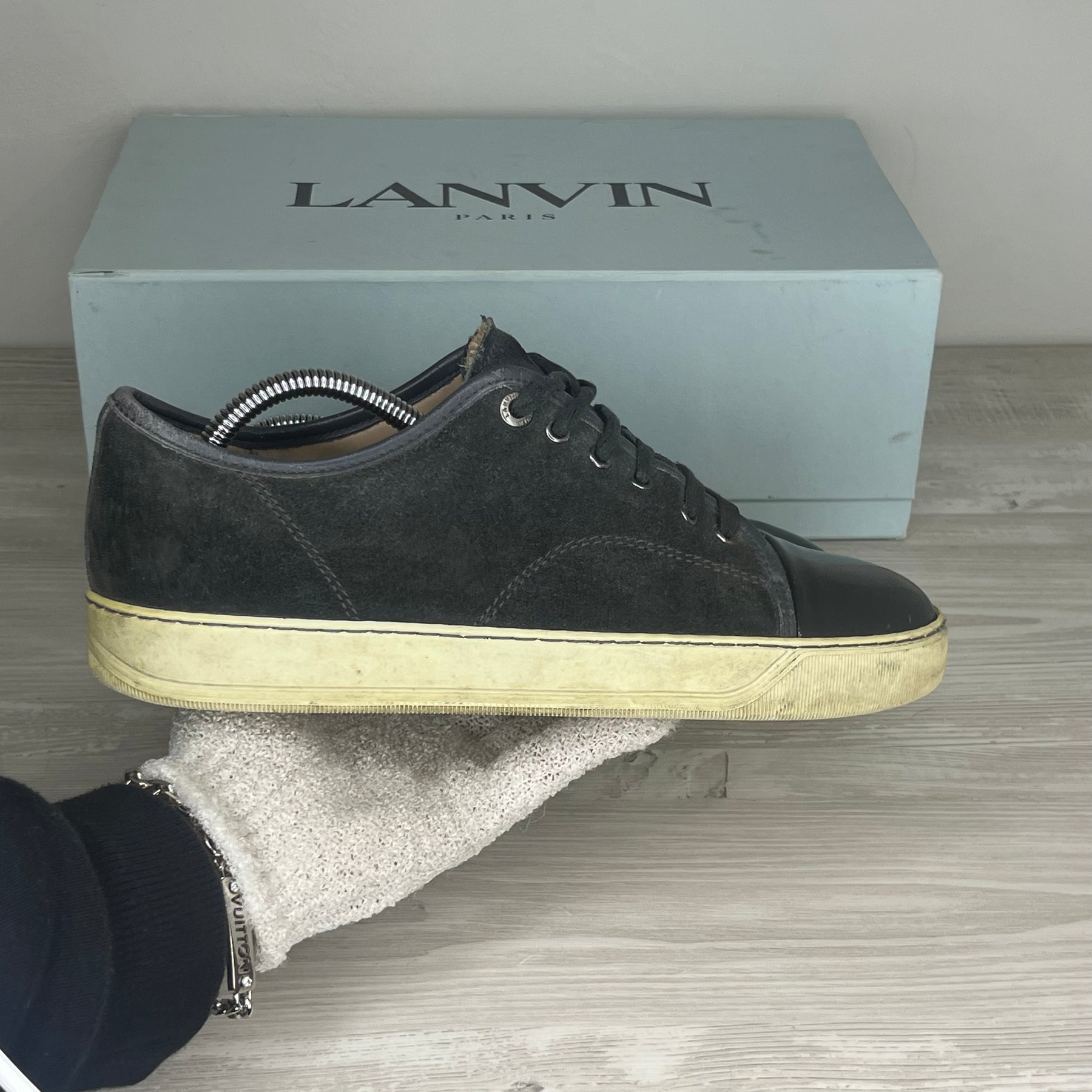 Lanvin Sneakers, Herre 'Grå' Ruskind Lak Toe (41) 😦