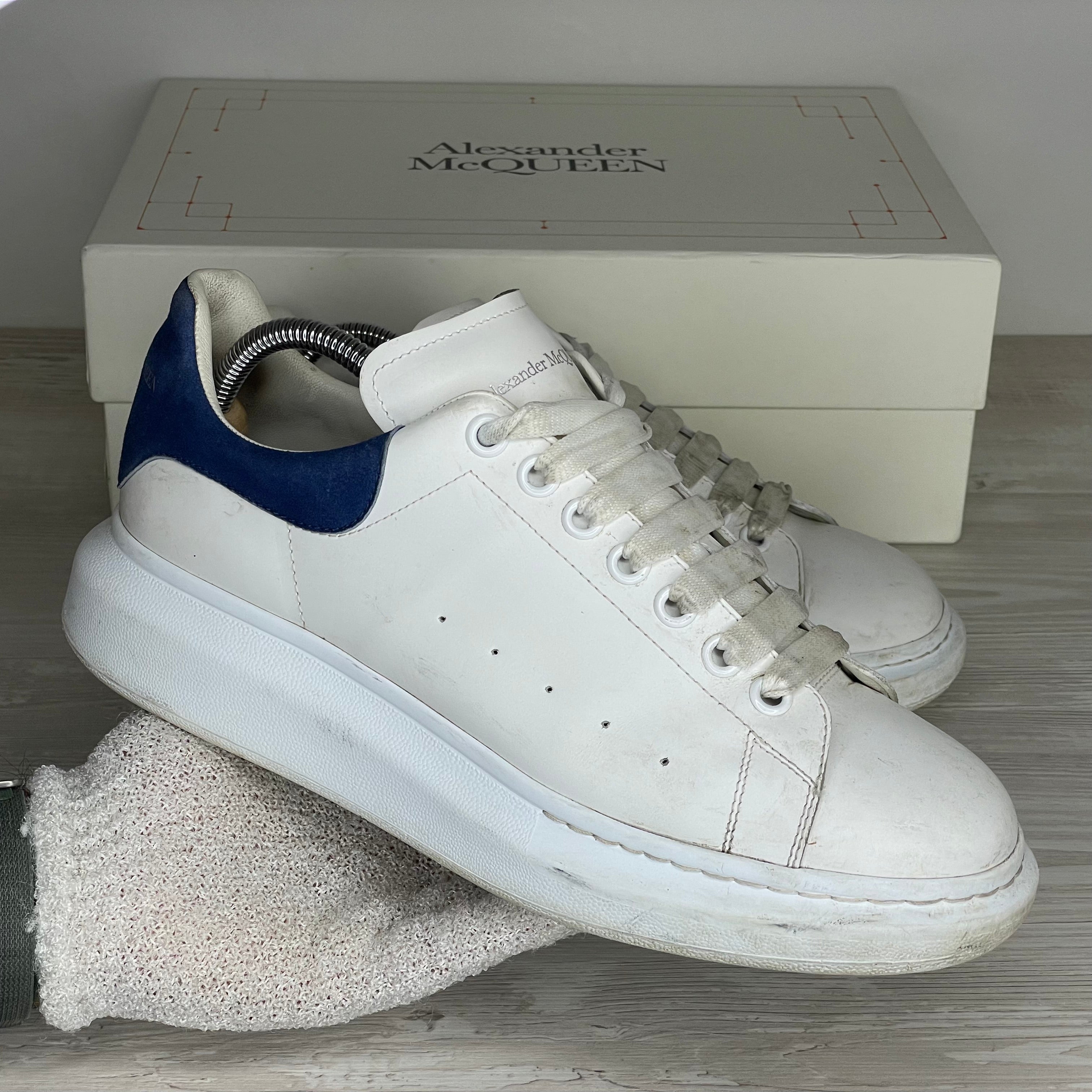 Alexander McQueen Sneakers, Herre 'Hvid' Ruskind Blå Hæld Oversized (42.5) 🔵