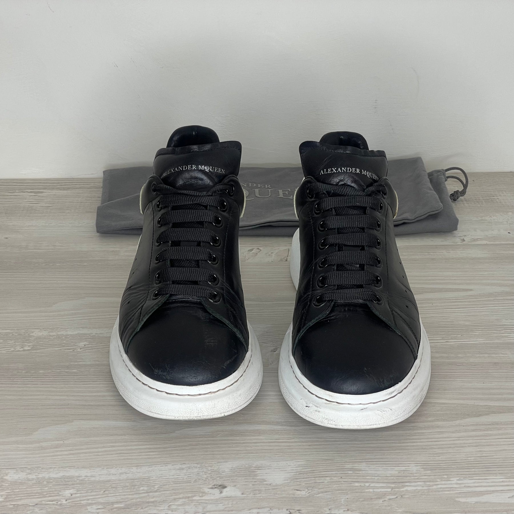 Alexander McQueen Sneakers, 'Sort Læder' Oversized (45) 🫧