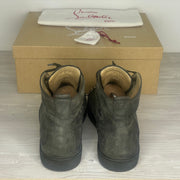 Christian Louboutin Sneakers, Herre 'Grå / Oliven' Tyrol Gun Metal Lou Louis Spikes (44.5) ♟️