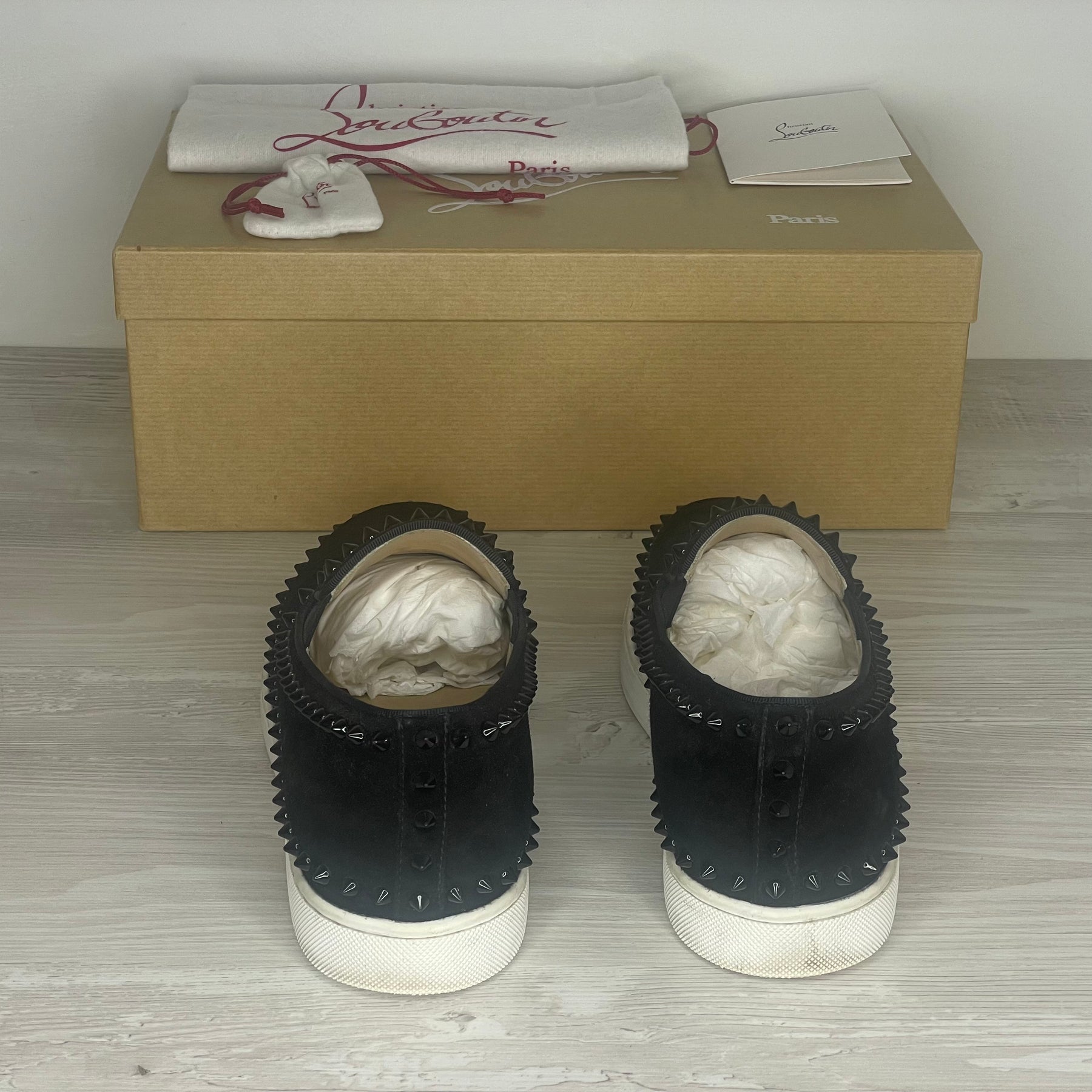 Christian Louboutin Sneakers, Herre 'Sort' Ruskind Pik Boat (41) ⭐️