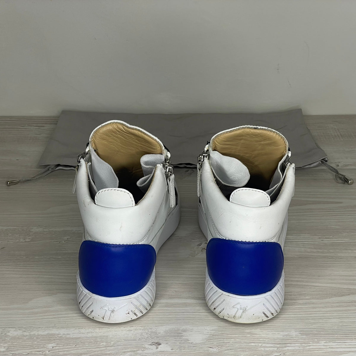 Giuseppe Zanotti Sneakers, Herre 'Hvid / Sort / Blå' KRISS Mid Tops (42) 🥥