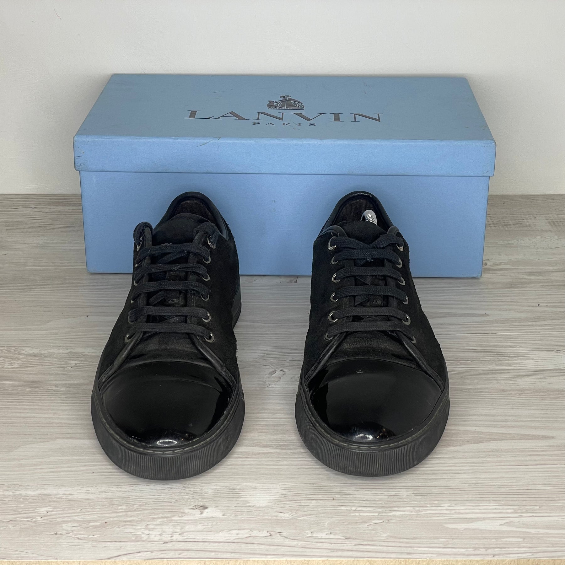 Lanvin Sneakers, 'Sort Ruskind' All Black Lak Toe (43)