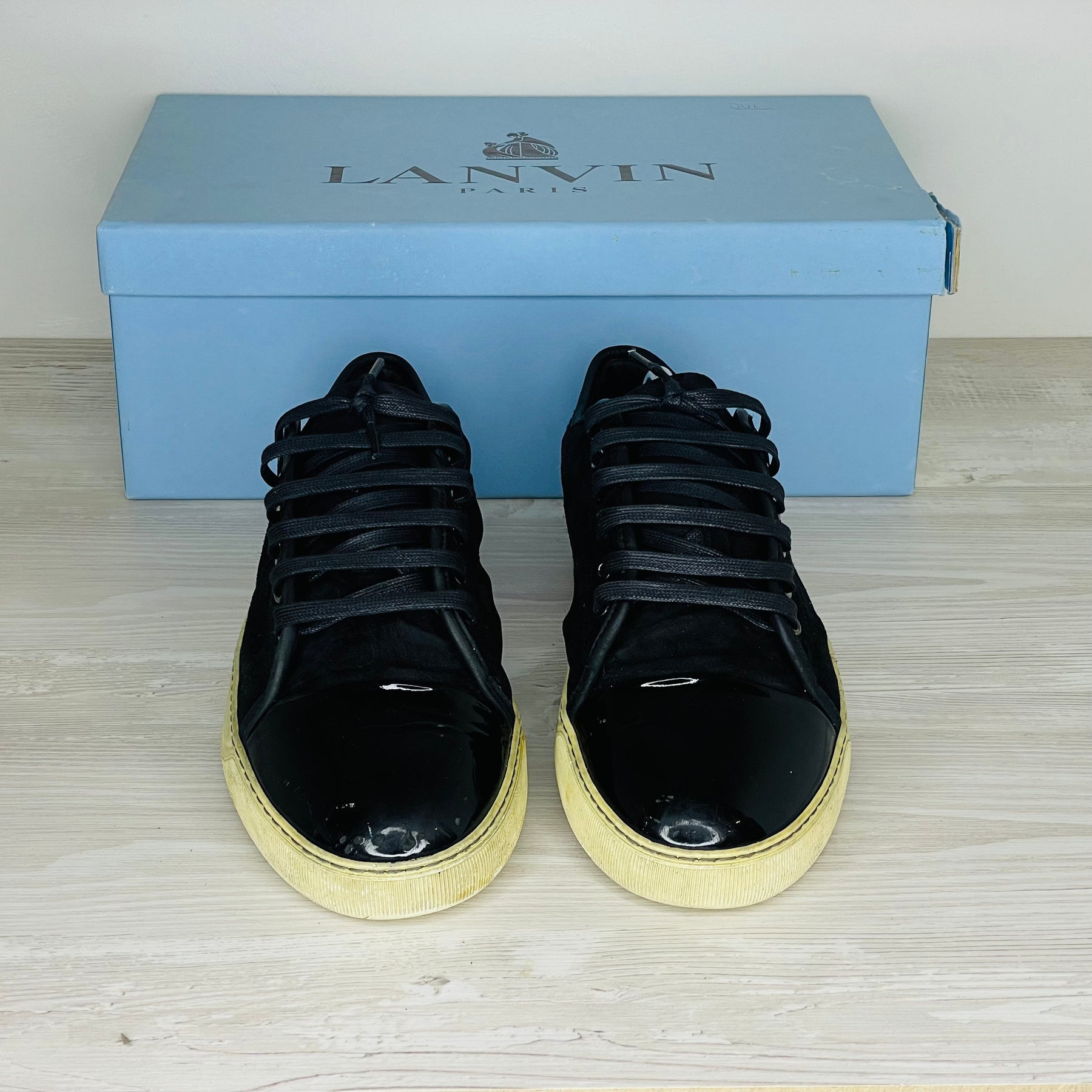 Lanvin Sneakers, 'Sort Ruskind' Lak Toe (41) 🍁