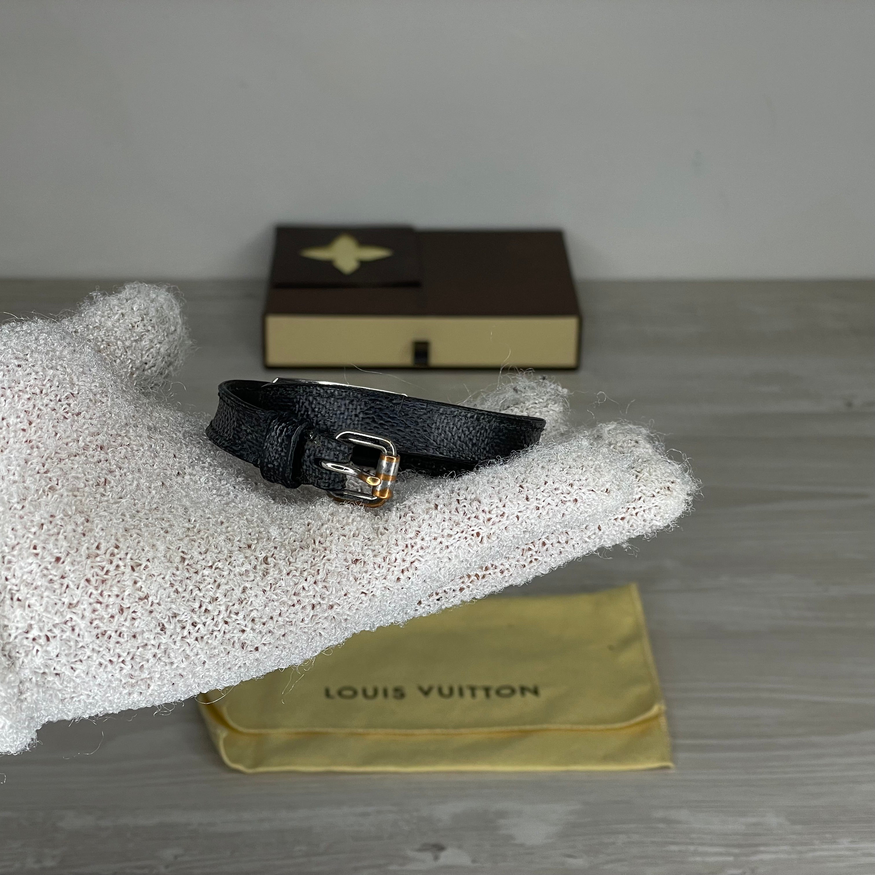 Louis Vuitton Armbånd, Herre 'Sort' LV Canvas (OneSize) 🎩