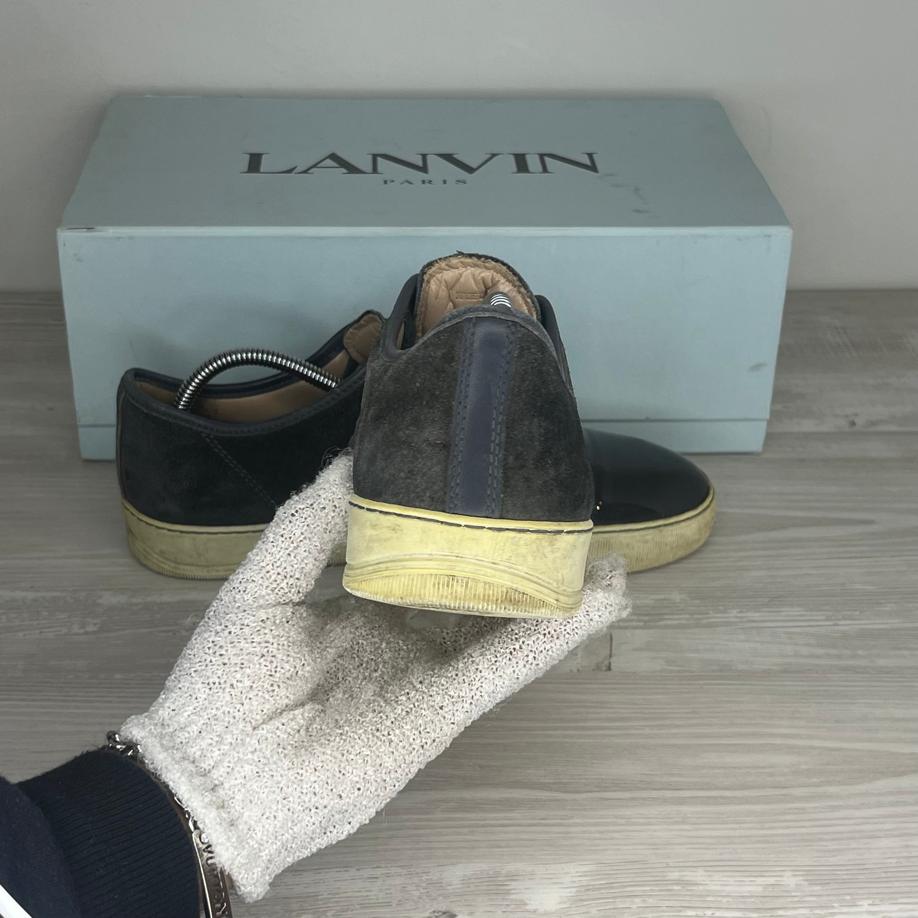 Lanvin Sneakers, Herre 'Grå' Ruskind Lak Toe (41) 😦
