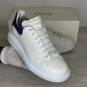 Alexander McQueen Sneakers, 'Hvid Læder' Blå Ruskind Hæl Oversized (45.5)