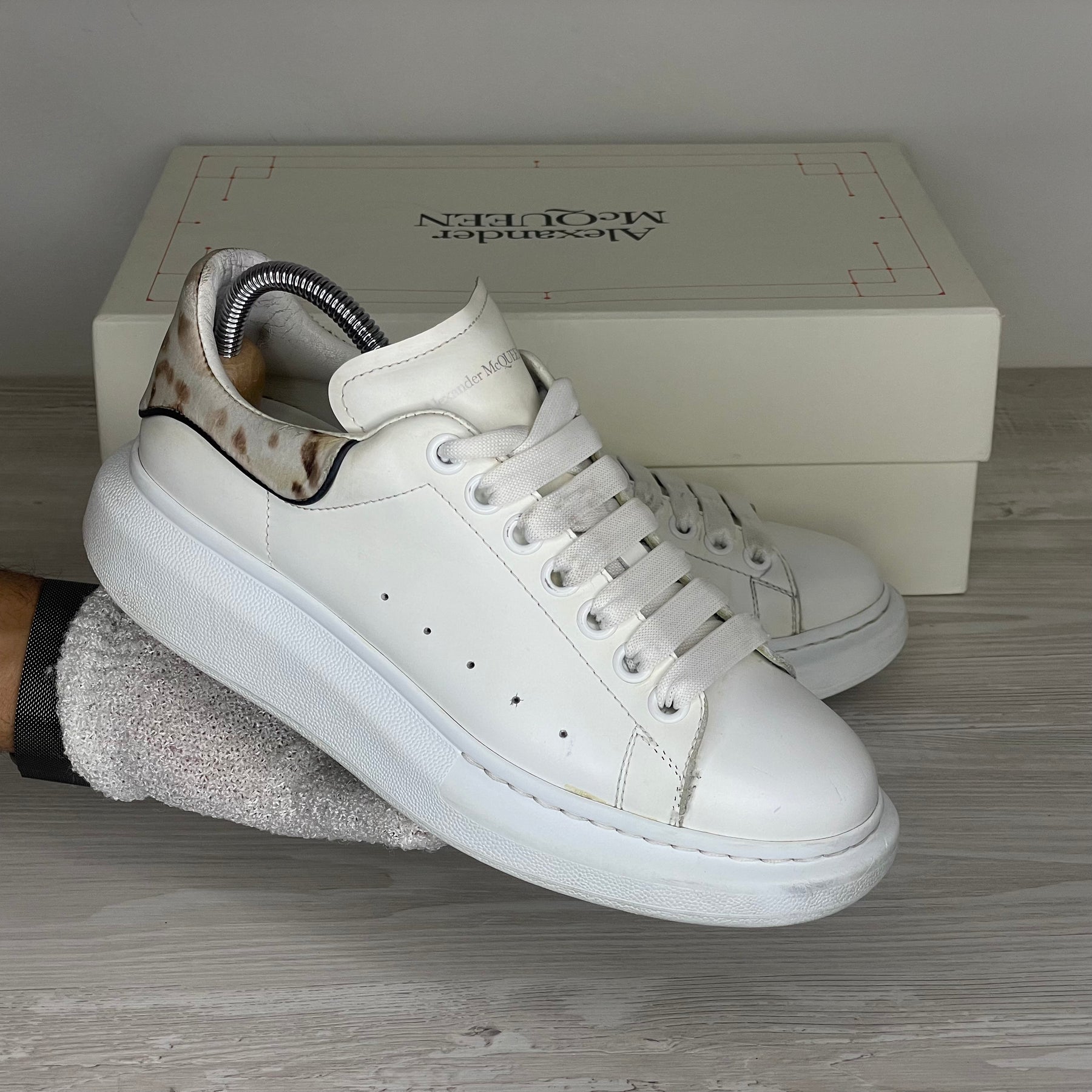 Alexander McQueen Sneakers, 'Hvid Læder' Oversized (38.5) 🚦
