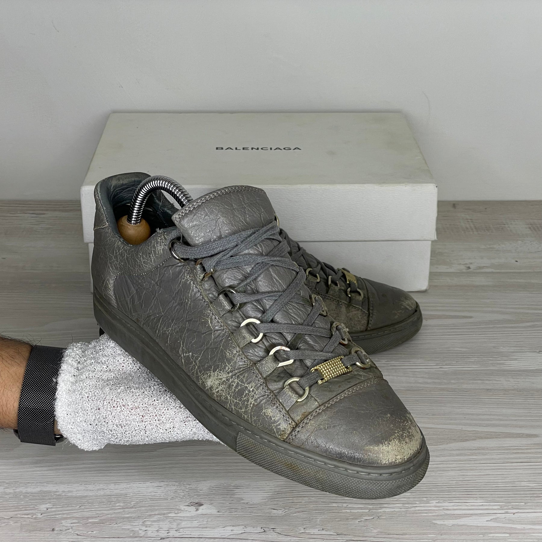 Balenciaga Sneakers, 'Grå Læder' Arena (39) 🐺