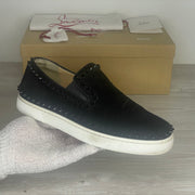 Christian Louboutin Sneakers, Herre 'Sort' Ruskind Pik Boat (41) ⭐️