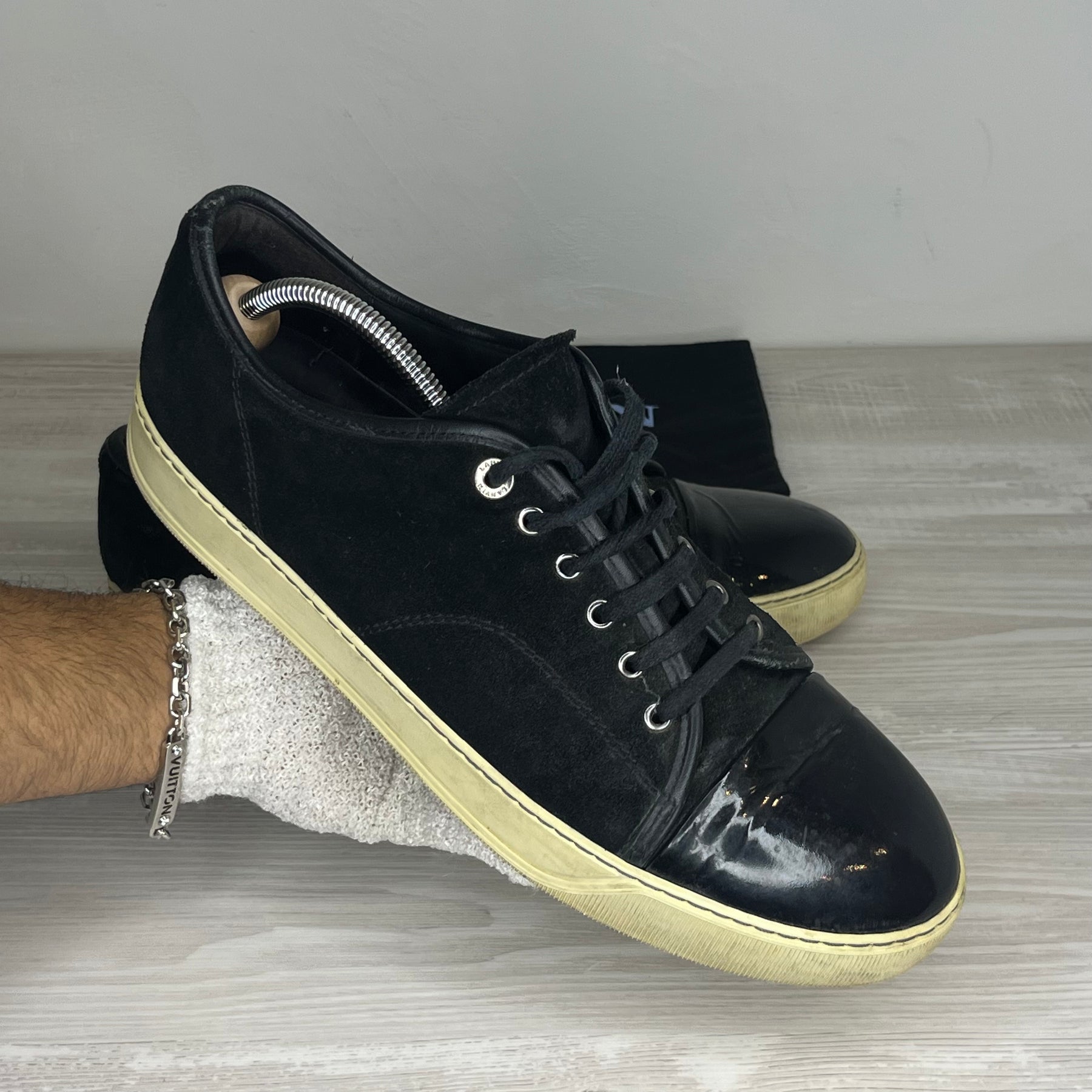 Lanvin Sneakers, Herre 'Sort' Ruskind Lak Toe (44) 🐾