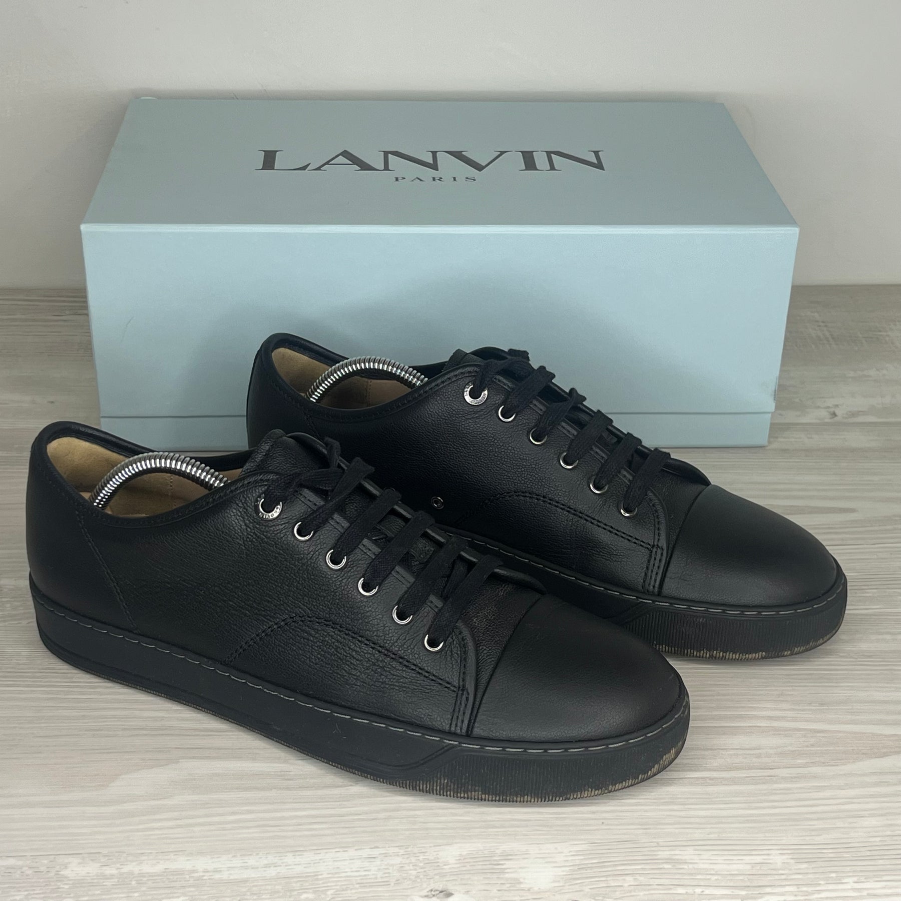 Lanvin Sneakers, Herre 'Sort Læder' Mat Toe (43) 🪨