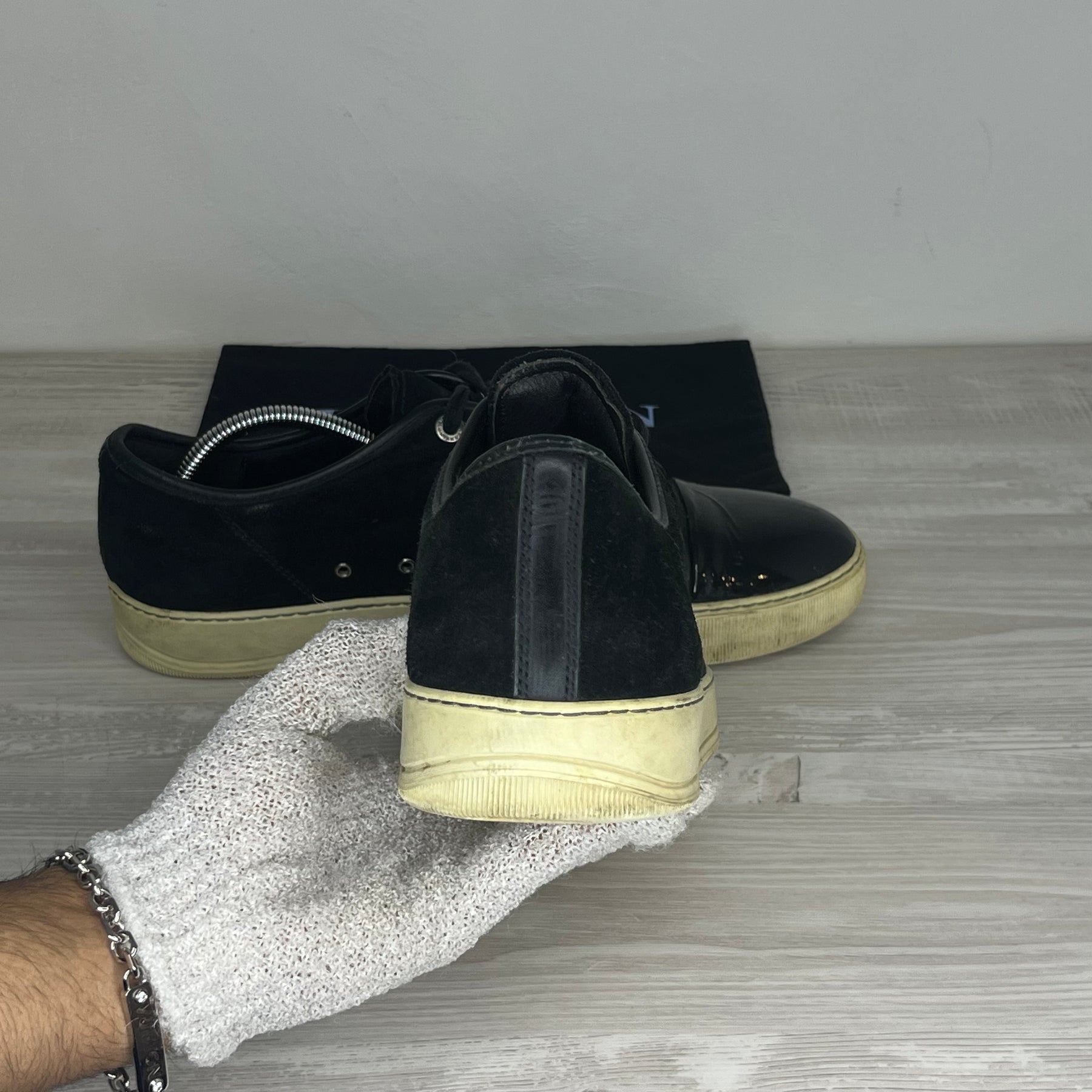 Lanvin Sneakers, Herre 'Sort' Ruskind Lak Toe (44) 🐾