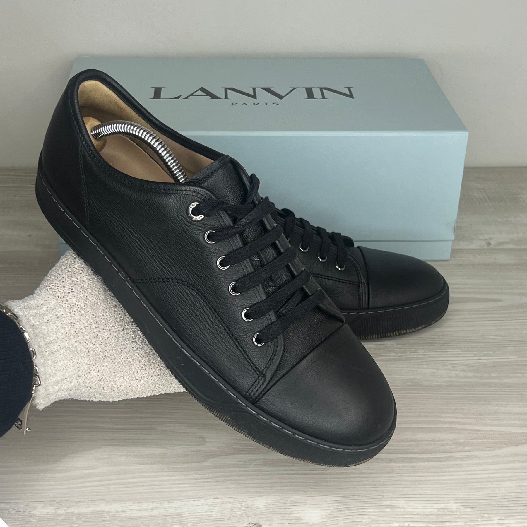 Lanvin Sneakers, Herre 'Sort Læder' Mat Toe (43) 🪨