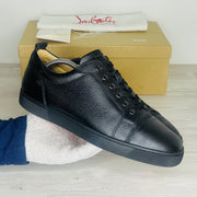 Christian Louboutin Sneakers, Herre 'Sort' Læder Louis Junior Calf Graine (44.5) ☀️