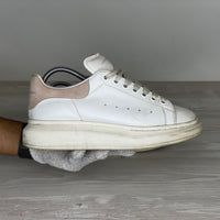 Alexander McQueen Sneakers, 'Hvid Læder' Pink Ruskind Hæl Oversized (39.5) 💝