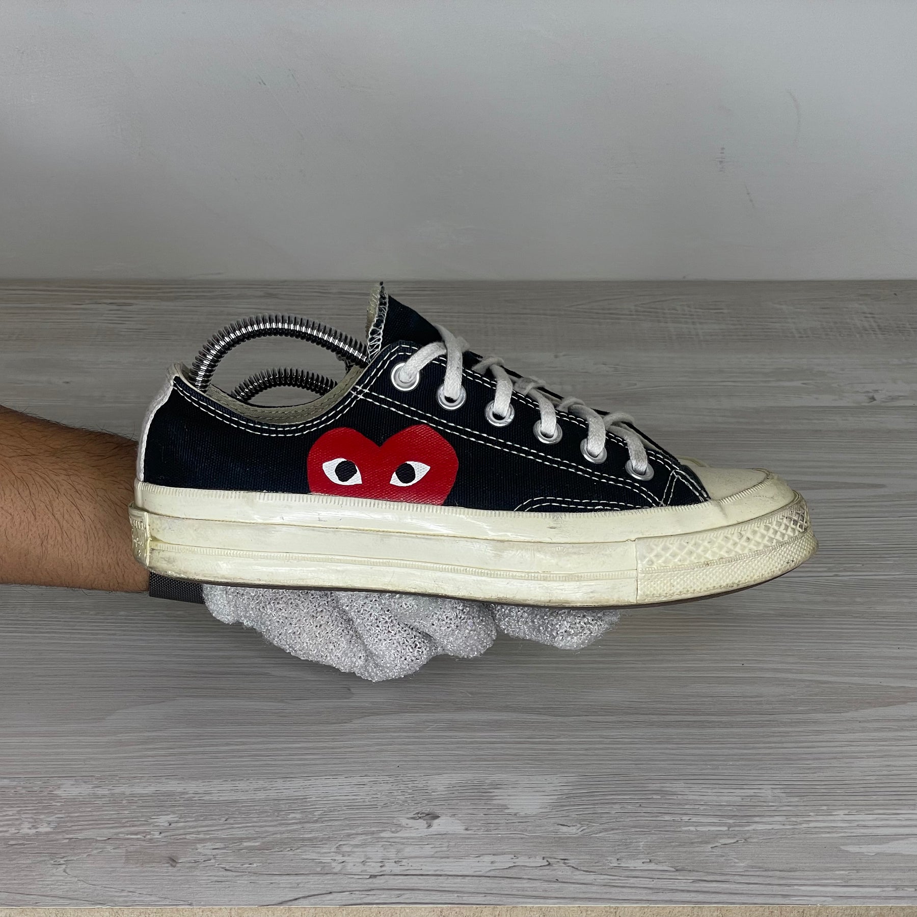 Comme Des Garçons Play X Converse Sneakers, 'Sort Stof' Chuck Taylor Low (37.5) 🧁