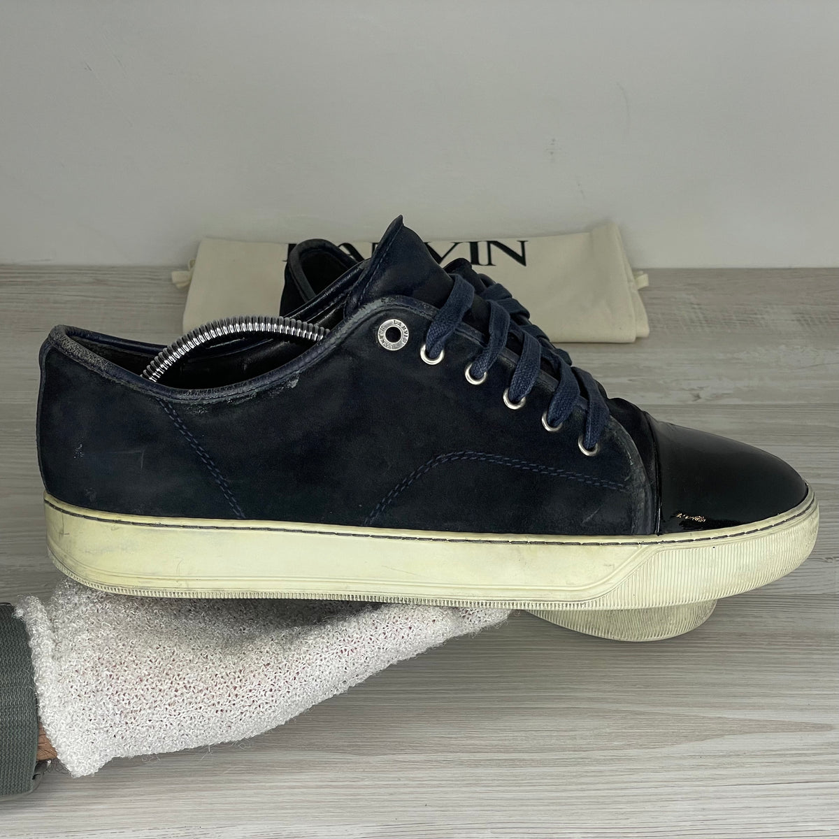 Lanvin Sneakers, Herre 'Blå' Ruskind Lak Toe (42) 🏵️