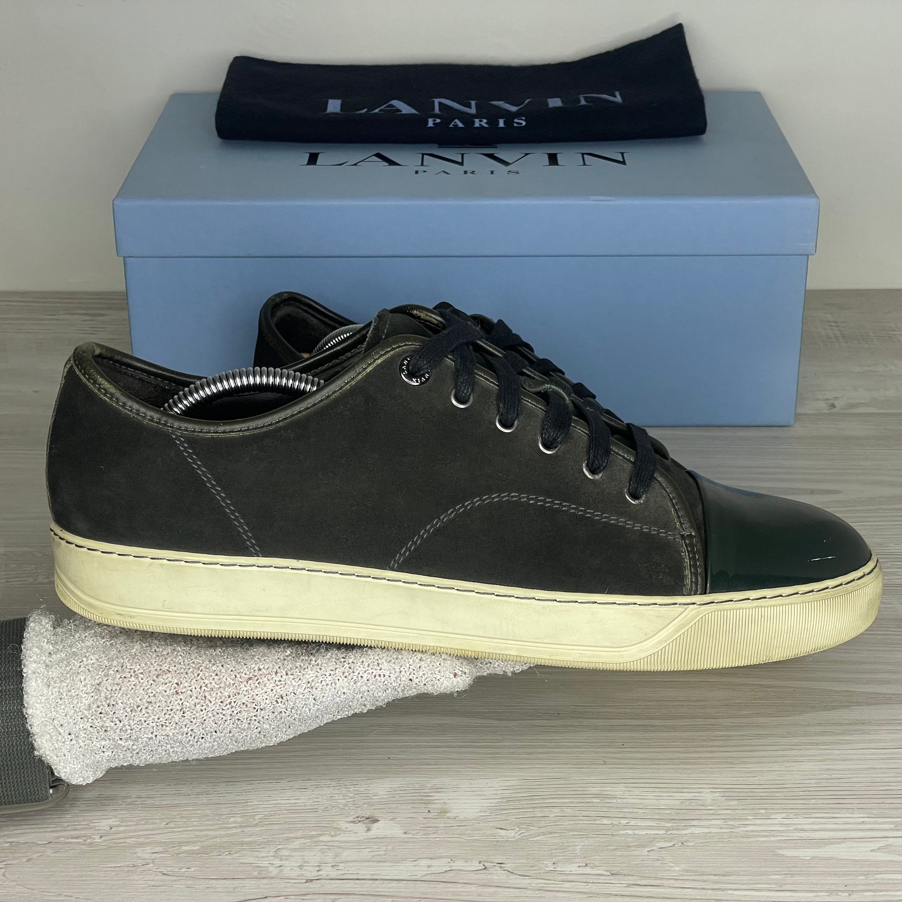 Lanvin Sneakers, Herre 'Mørkegrøn' Ruskind Lak Toe (44) 🌲