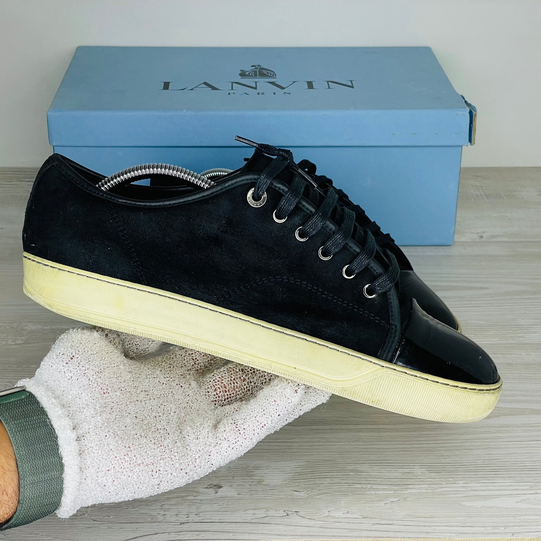 Lanvin Sneakers, 'Sort Ruskind' Lak Toe (41) 🍁