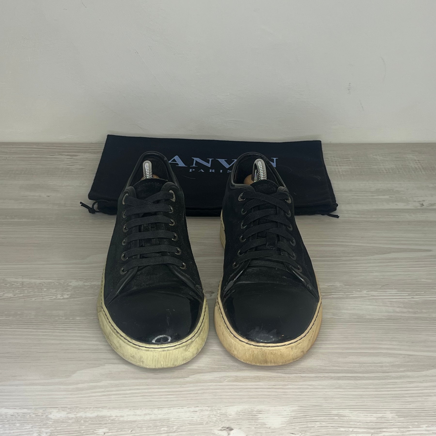 Lanvin Sneakers, Herre 'Sort' Ruskind Lak Toe (39) 😦