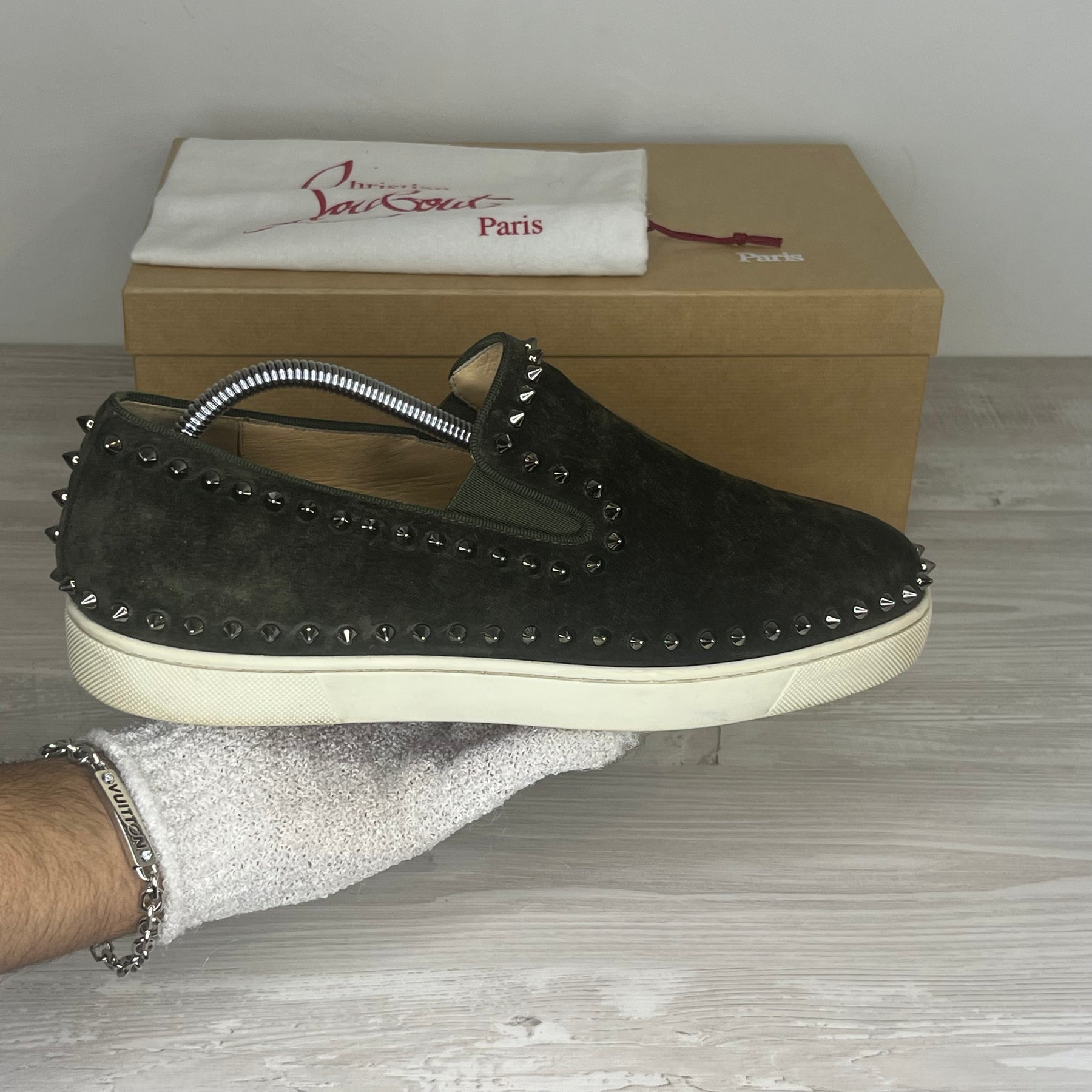 Christian Louboutin Sneakers, Herre Pik Boat 'Grøn' Bosco Metal (42.5) 😶‍🌫️