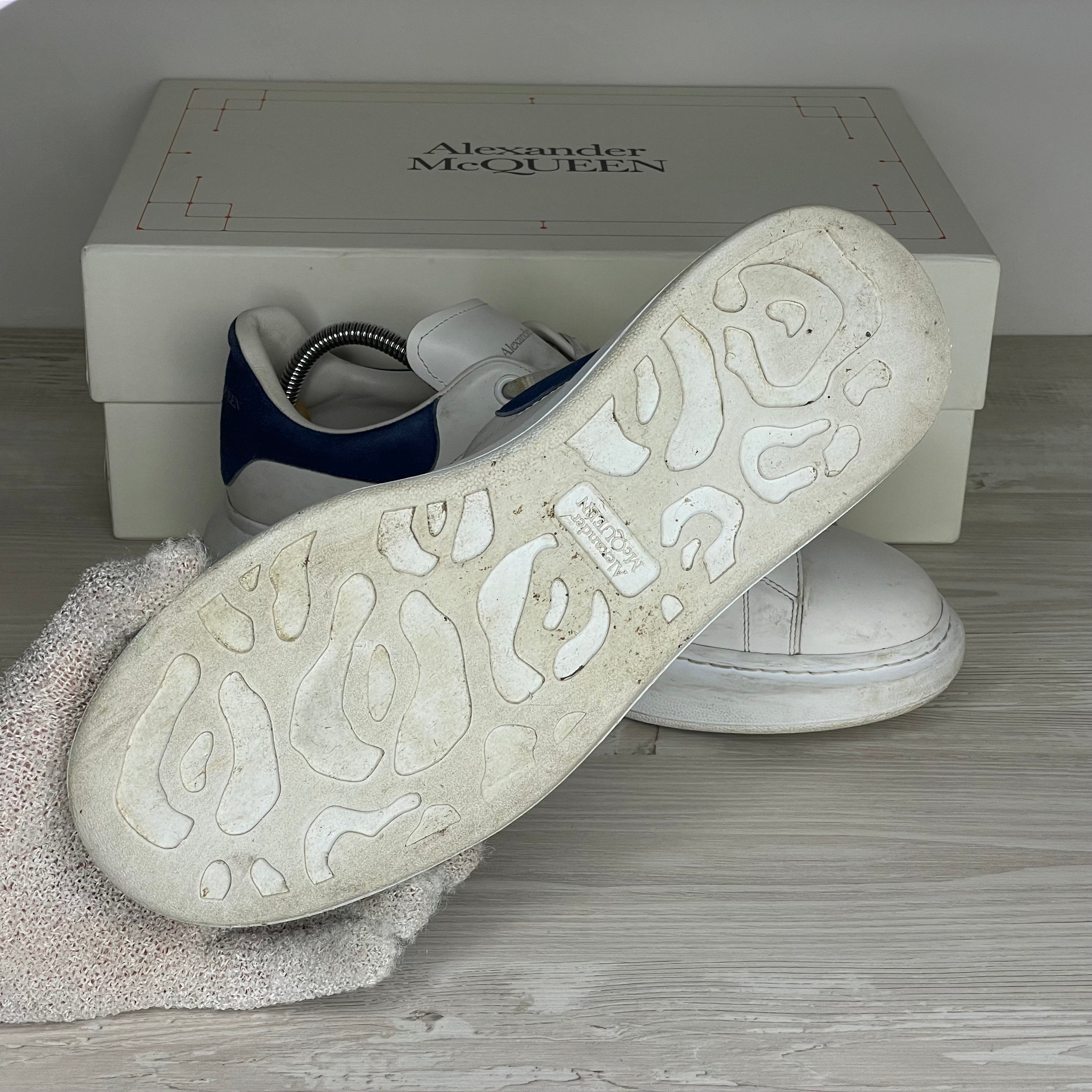 Alexander McQueen Sneakers, Herre 'Hvid' Ruskind Blå Hæld Oversized (42.5) 🔵