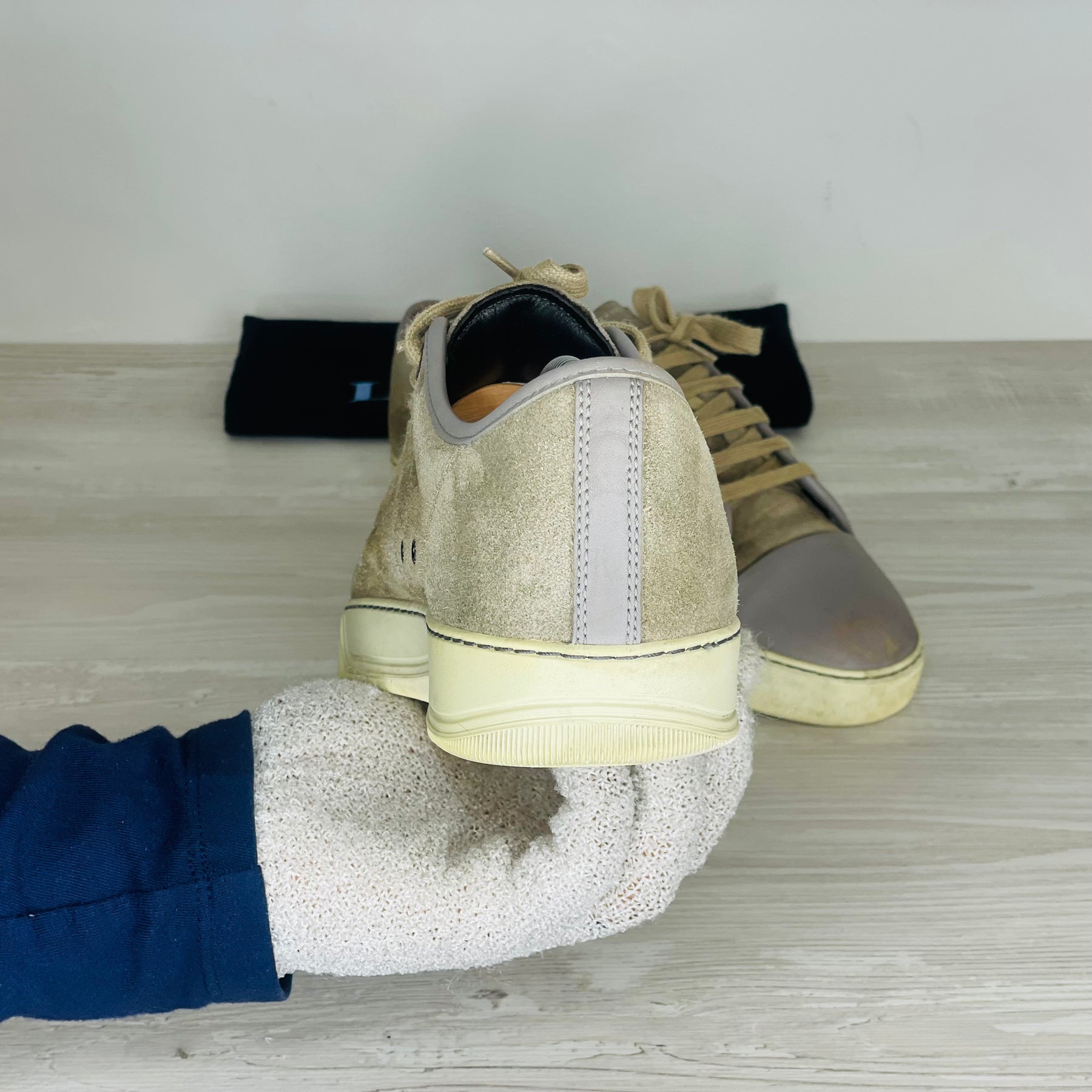 Lanvin Sneakers, 'Beige' Ruskind Mat Toe (40) 🫡