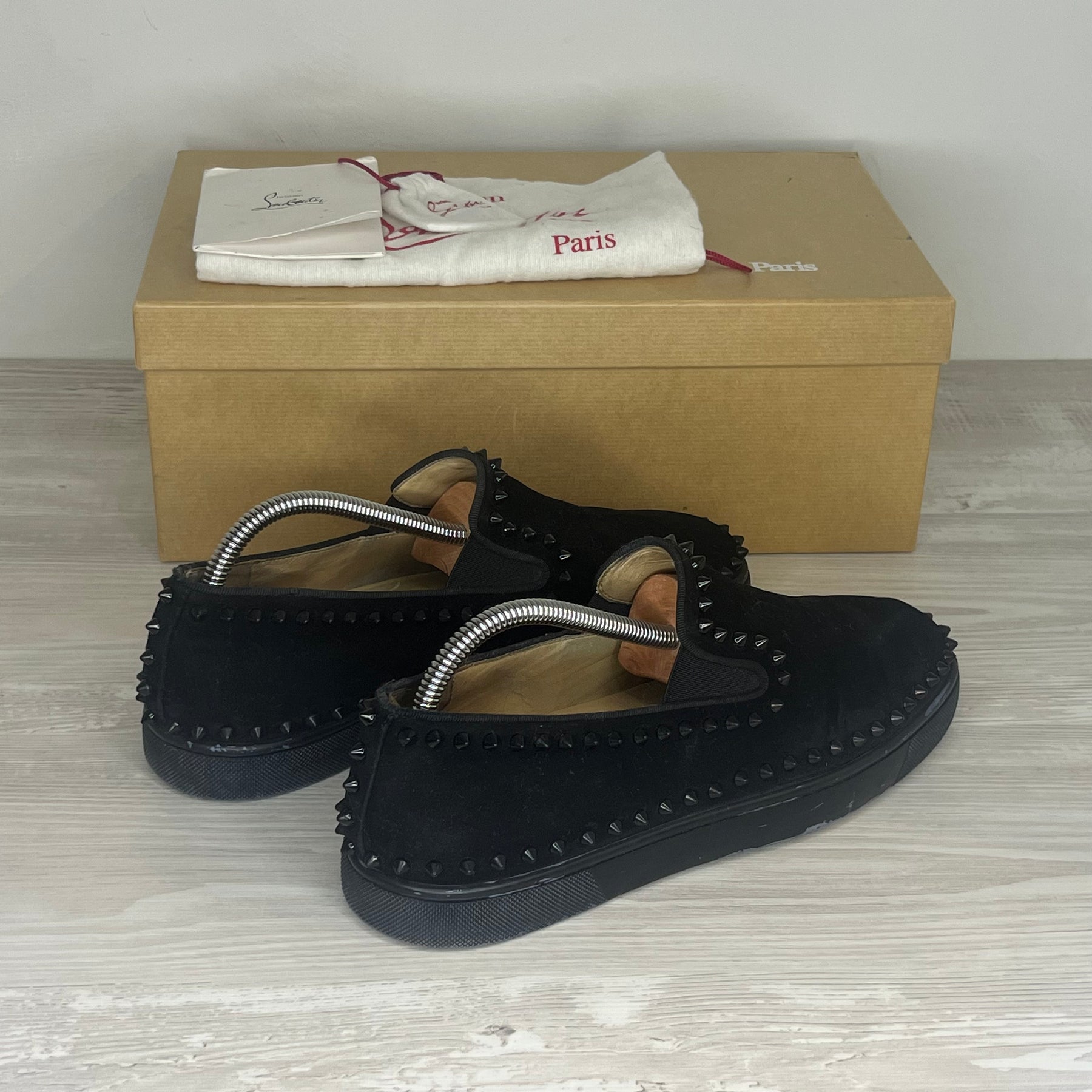 Christian Louboutin Sneakers, Herre 'Sort' Pik Boat Ruskind (41.5) 🤠
