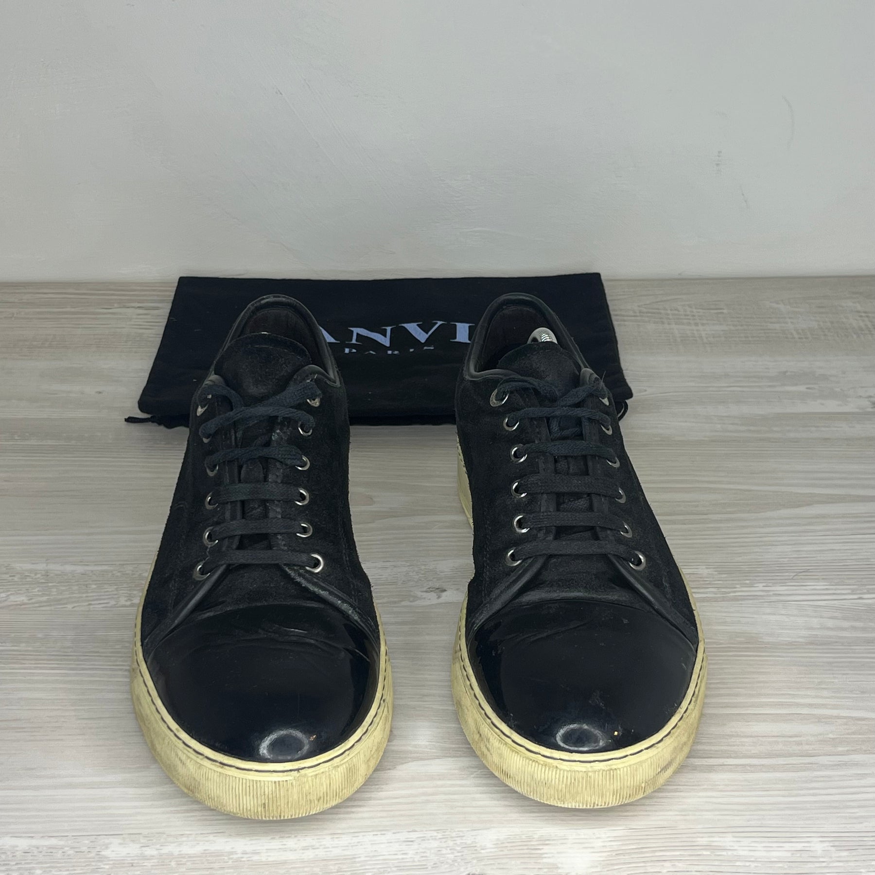 Lanvin Sneakers, Herre 'Sort' Ruskind Lak Toe (44) 🐾