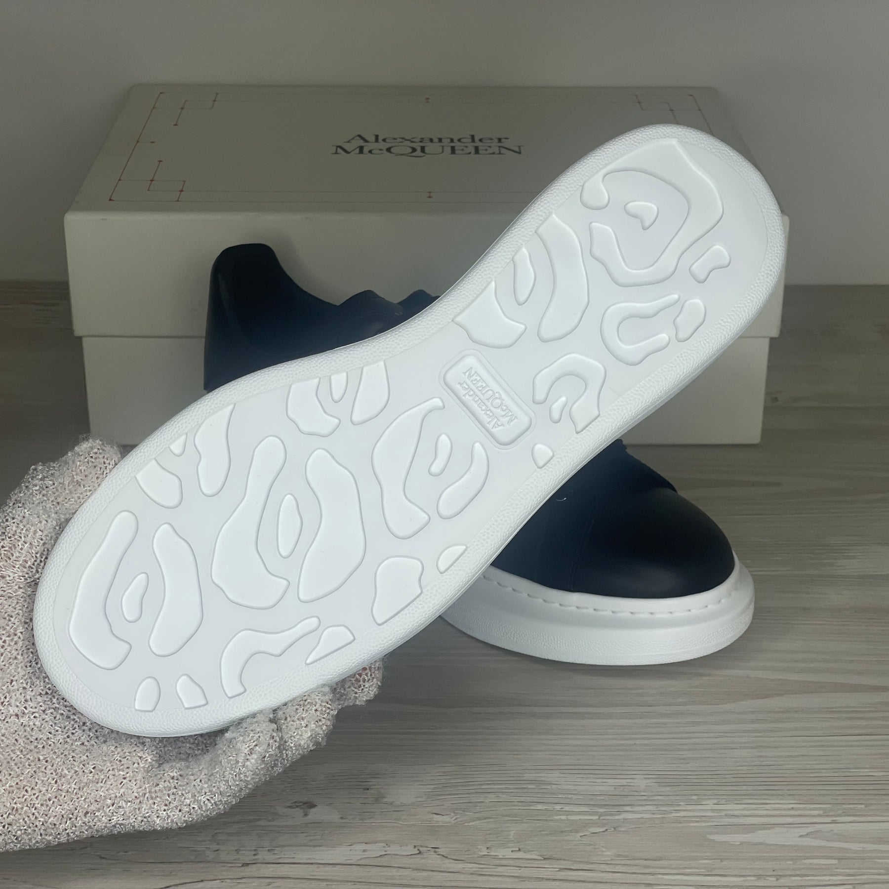 Alexander McQueen Sneakers, Herre 'Sort' Læder Oversized (43.5) 💂🏽‍♂️