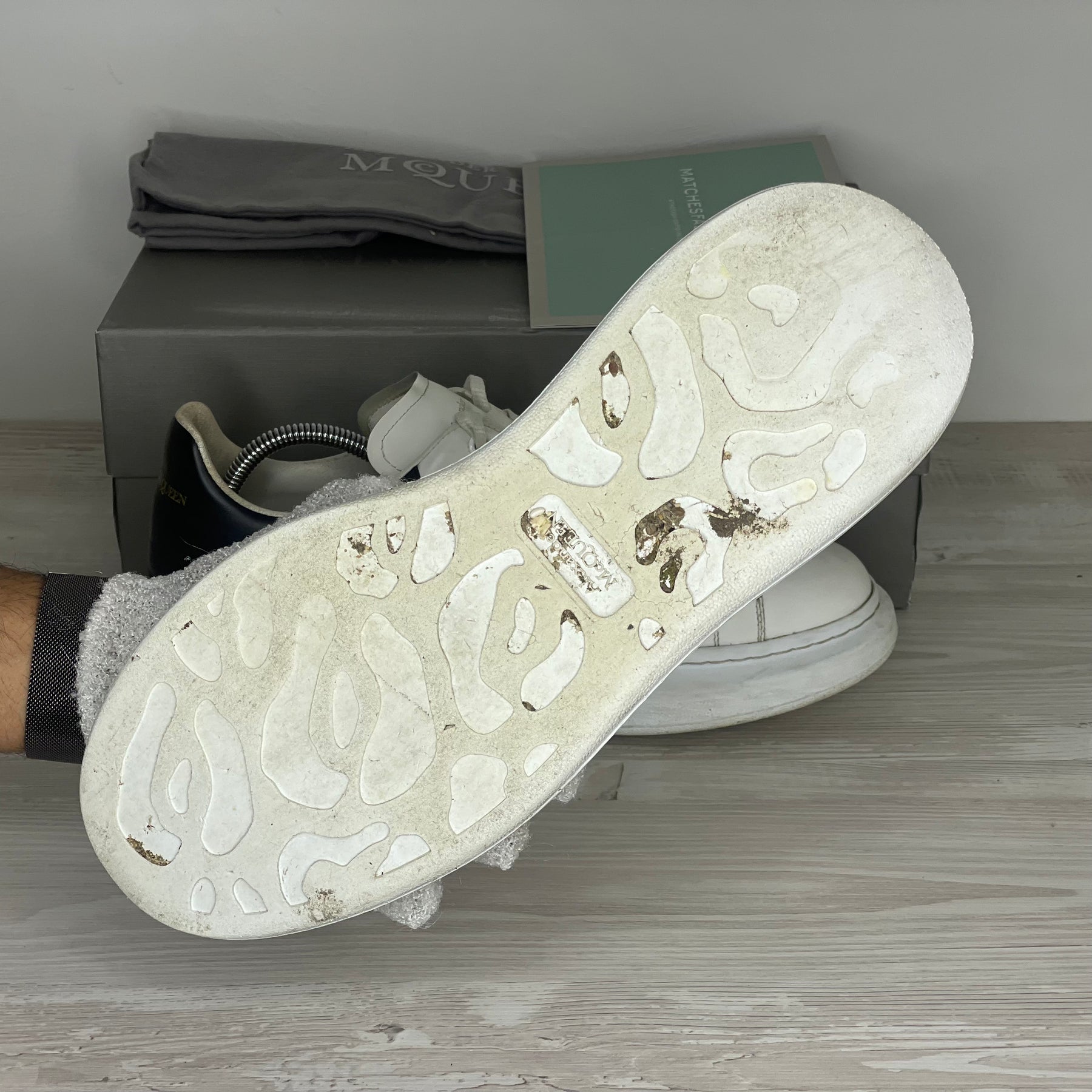 Alexander McQueen Sneakers, 'Hvid Læder' Oversized (44) 🐻