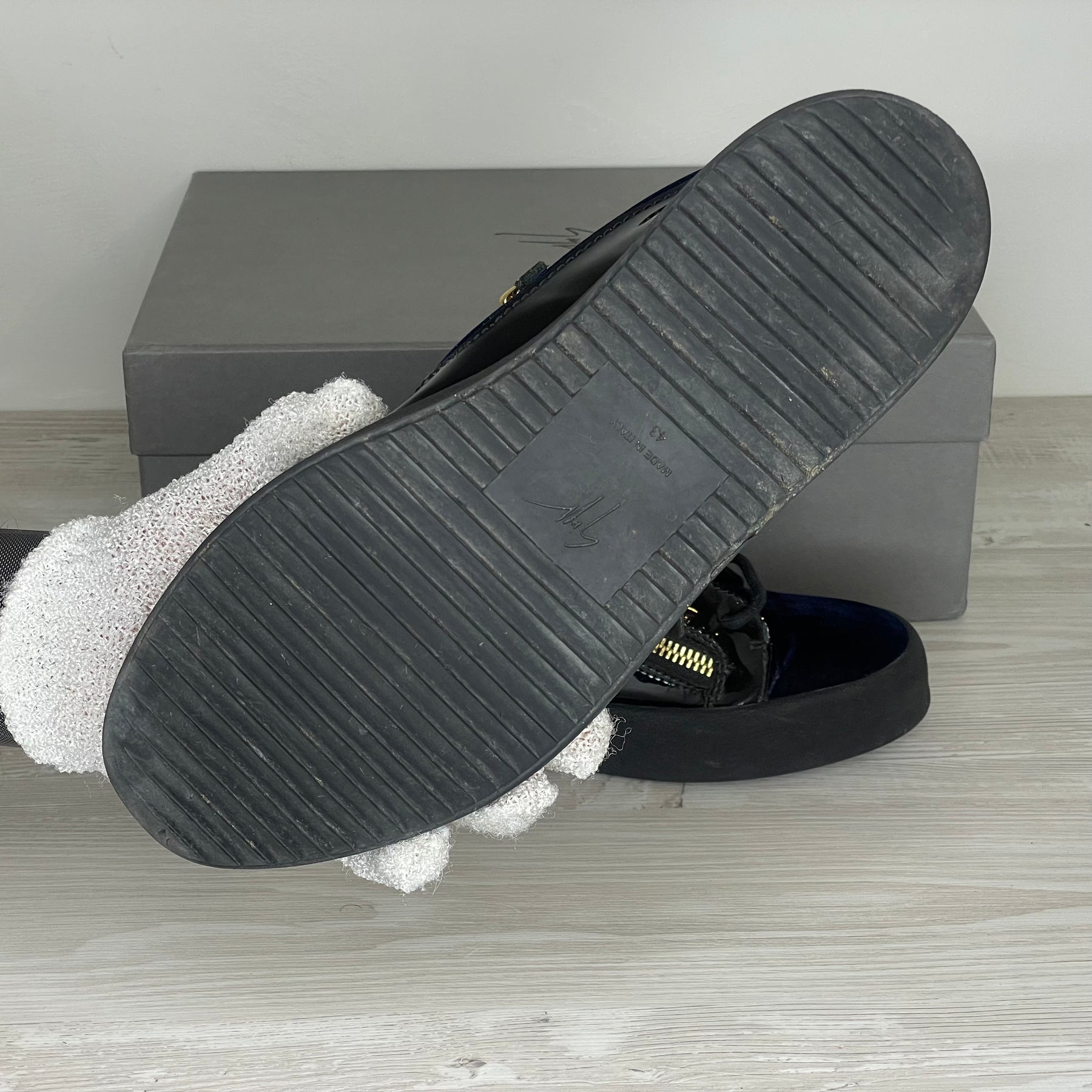 Giuseppe Zanotti Sneakers, 'Frankie' Low May Lond w. Navy Velour (43) 📓