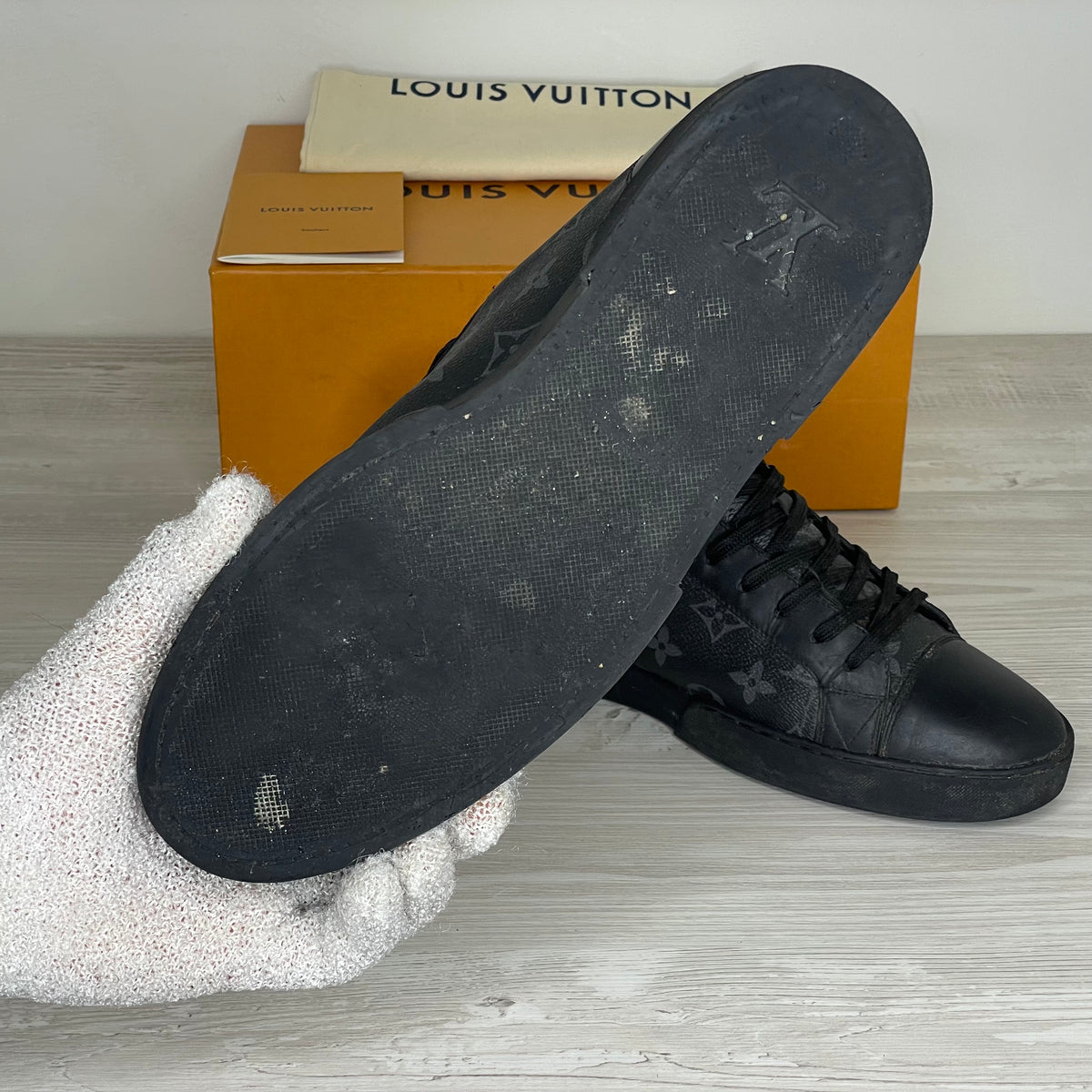 Louis Vuitton Sneakers, Herre Match Up 'Sort' Læder Canvas (40.5) ❗️