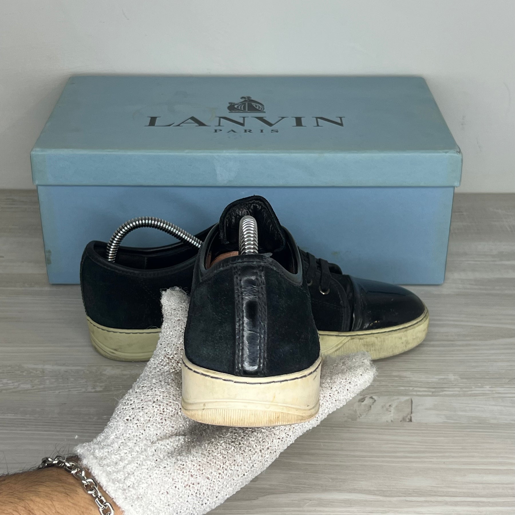 Lanvin Sneakers, Herre 'Black Suede' Lak Toe (39) 🪝