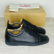 Christian Louboutin Sneakers, Herre 'Sort' Læder Louis Junior Calf Graine (44.5) ☀️