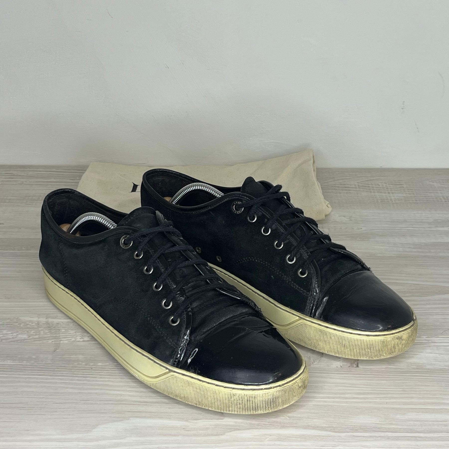 Lanvin Sneakers, Herre 'Navy Suede' Lak Toe (43) 😦