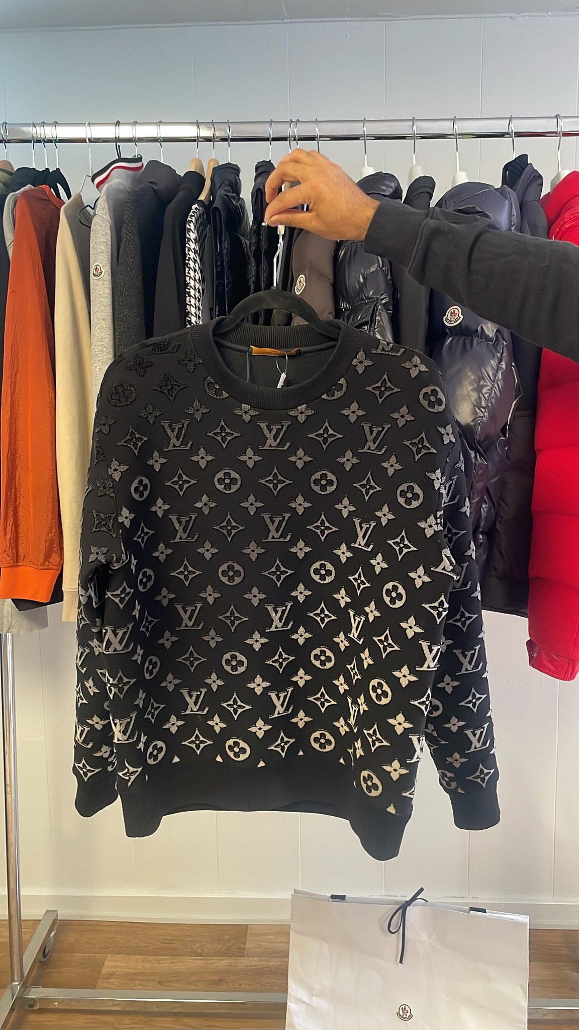 Louis Vuitton Trøje, Herre 'Sort' Gradient Monogram Fil Coupe Sweatshirt (S) 😁