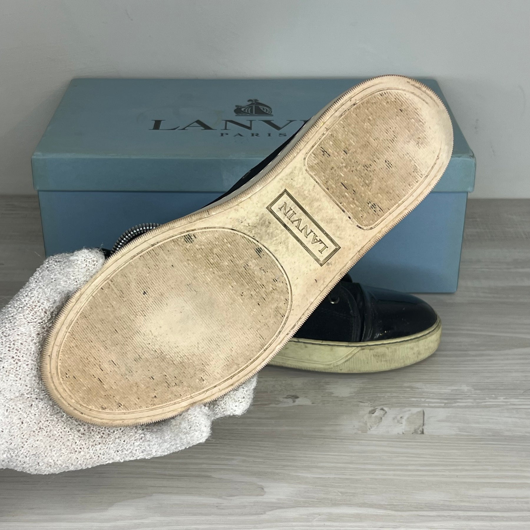Lanvin Sneakers, Herre 'Black Suede' Lak Toe (39) 🪝
