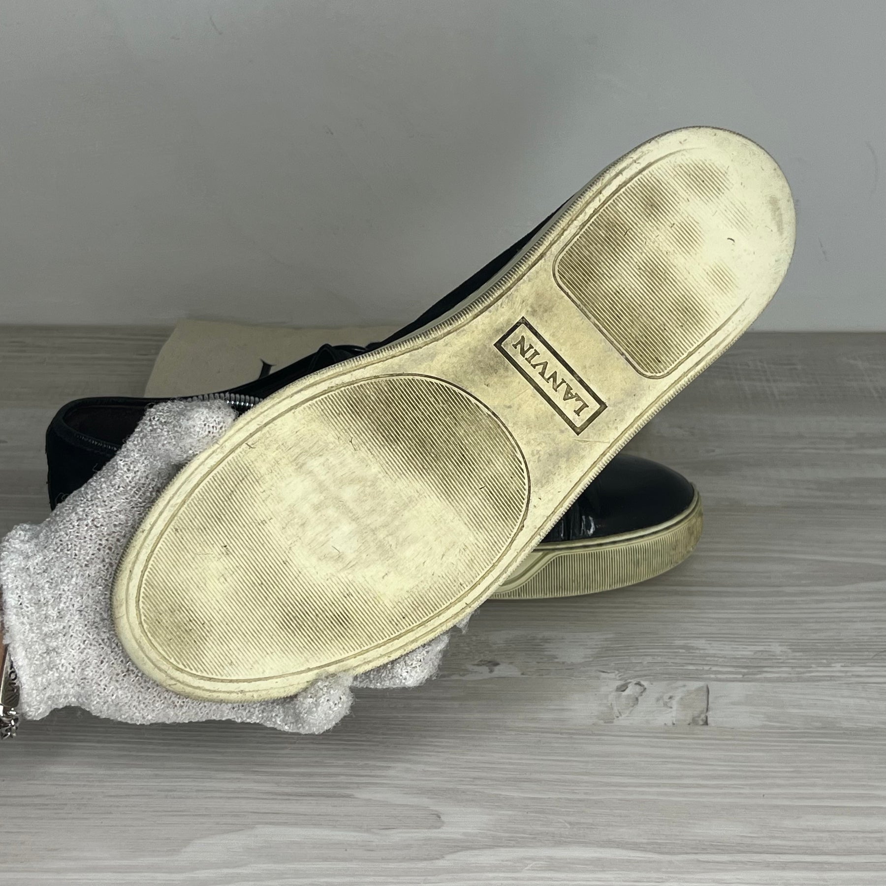 Lanvin Sneakers, Herre 'Navy Suede' Lak Toe (43) 😦