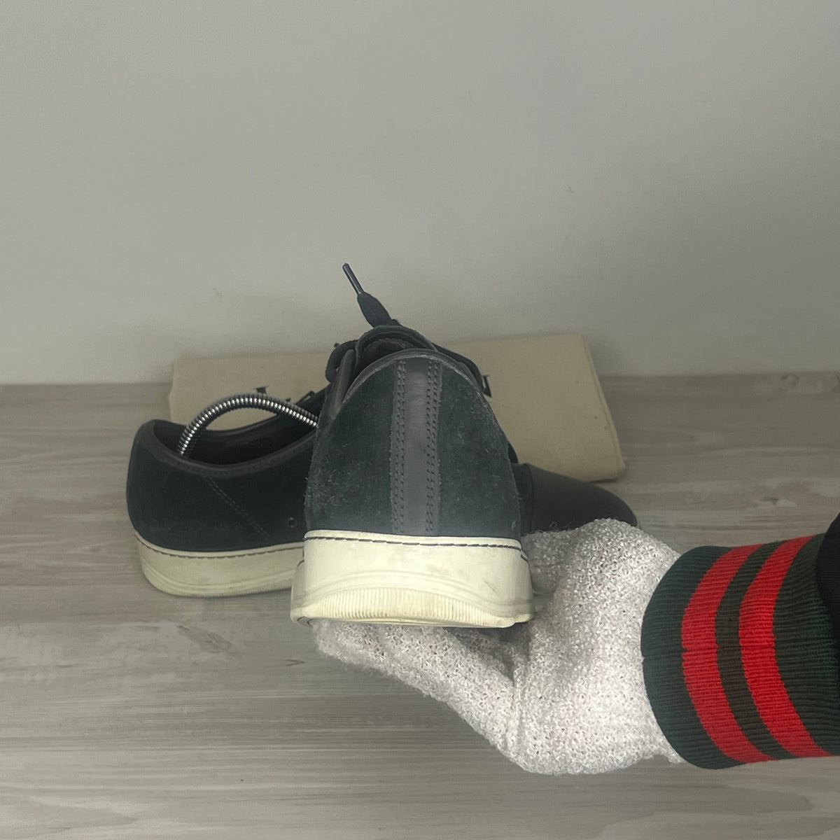 Lanvin Sneakers, Dark Green Suede 'Mat Toe' (40)