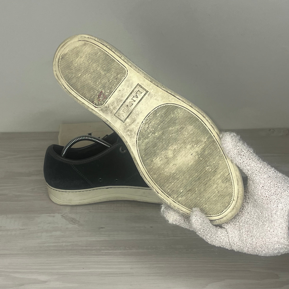 Lanvin Sneakers, Dark Green Suede 'Mat Toe' (40)