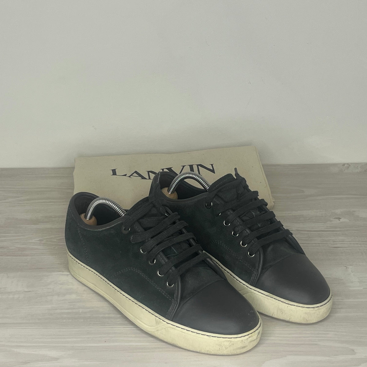 Lanvin Sneakers, Dark Green Suede 'Mat Toe' (40)
