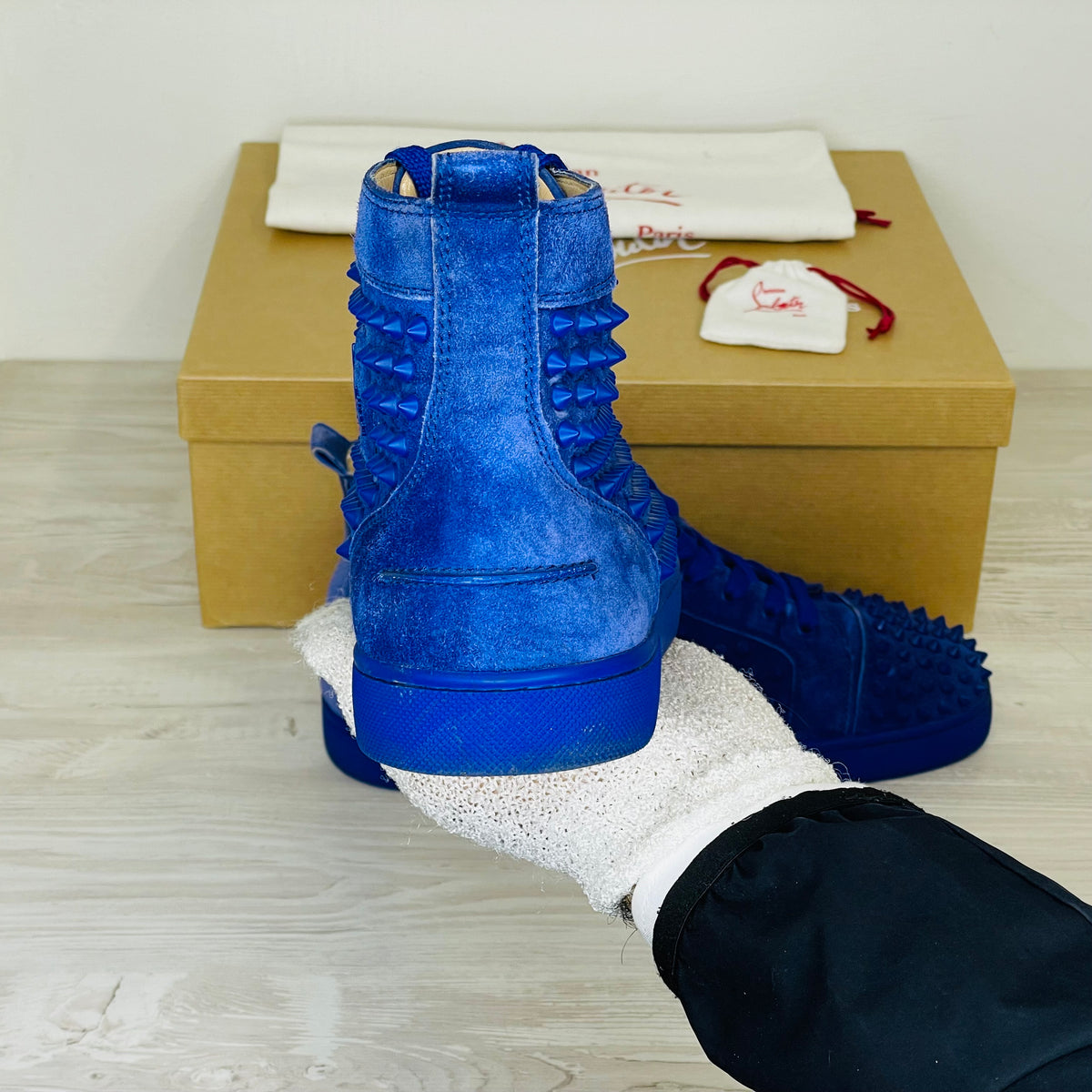 Christian Louboutin Sneakers, 'Atlantic' Louis Flat Spikes High Tops Herre (42)