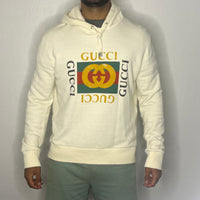 3_Gucci Hoodie, Herre 'Creme' Fake Logo (Small) 🎉