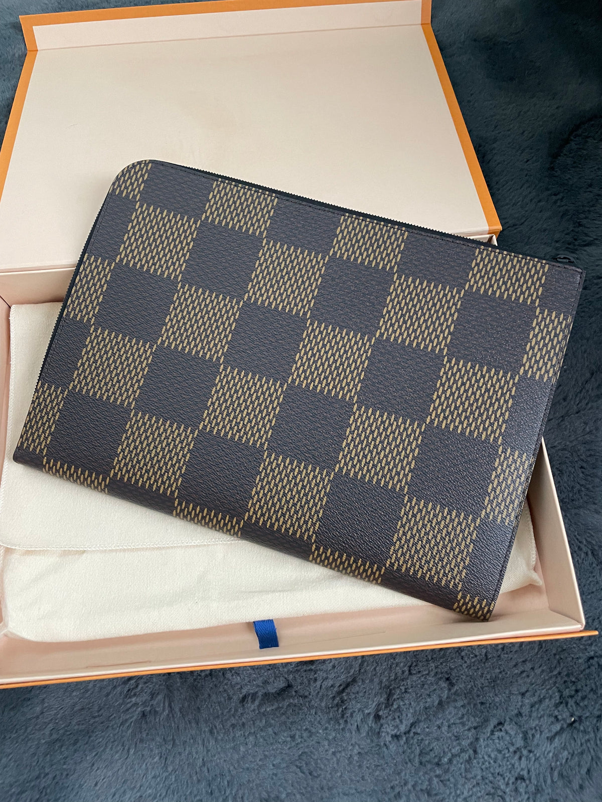 Louis Vuitton x NIGO Pochette Jour Clutch Bag, Damier Ebene Giant GM Brown